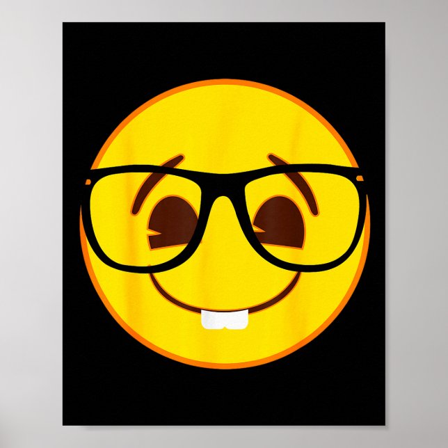 Poster Emoji Nerd Gles Yellow Smile Face  (Devant)