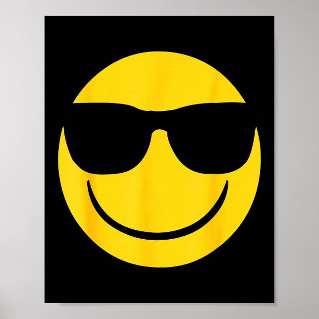 Poster Emoji Retro Sungles Yellow Smile Face  (Devant)