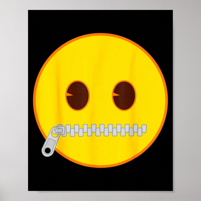 Poster Emoji Zip Zipper Mouth Yellow Smile Face  (Devant)