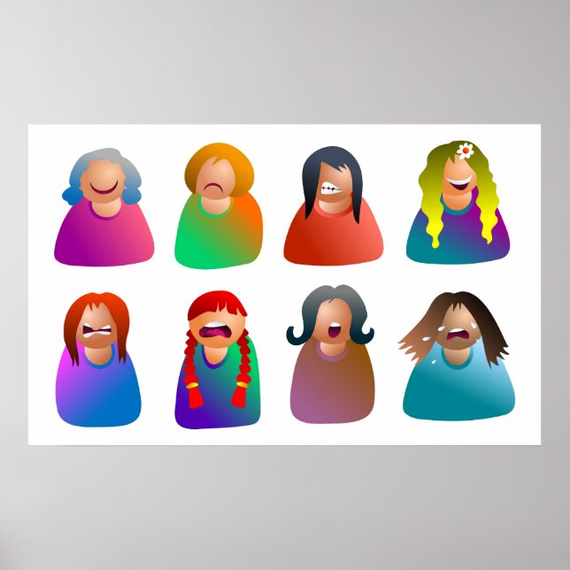 Poster Émoticônes féminines (Devant)