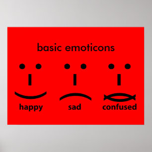 Poster Émoticônes, heureux, triste et confus