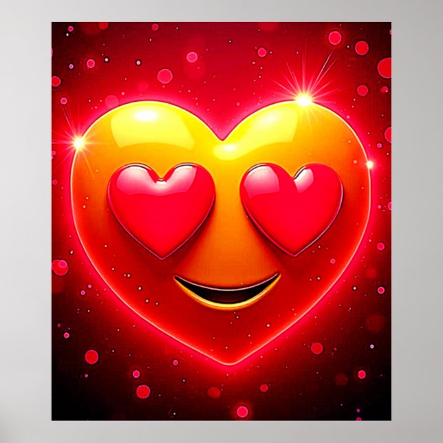 Poster Émotion Yeux de Cœur Brillant (Devant)