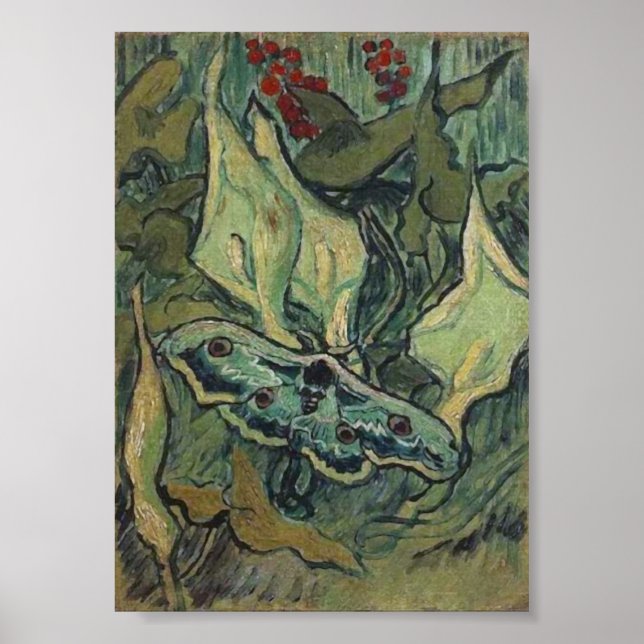 Poster Empereur ou grand paon Moth Van Gogh Art (Devant)