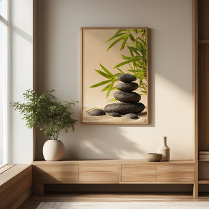 Poster Empilement de pierres Zen - Impression d'art mural