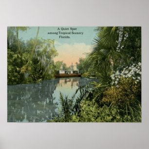 Poster Emplacement calme en Floride tropicale Vintage