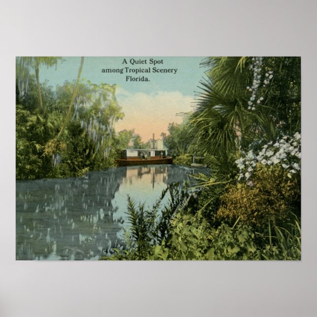 Poster Emplacement calme en Floride tropicale Vintage (Devant)
