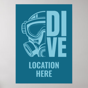 Poster Emplacement Personnalisé Plongée sous-marine
