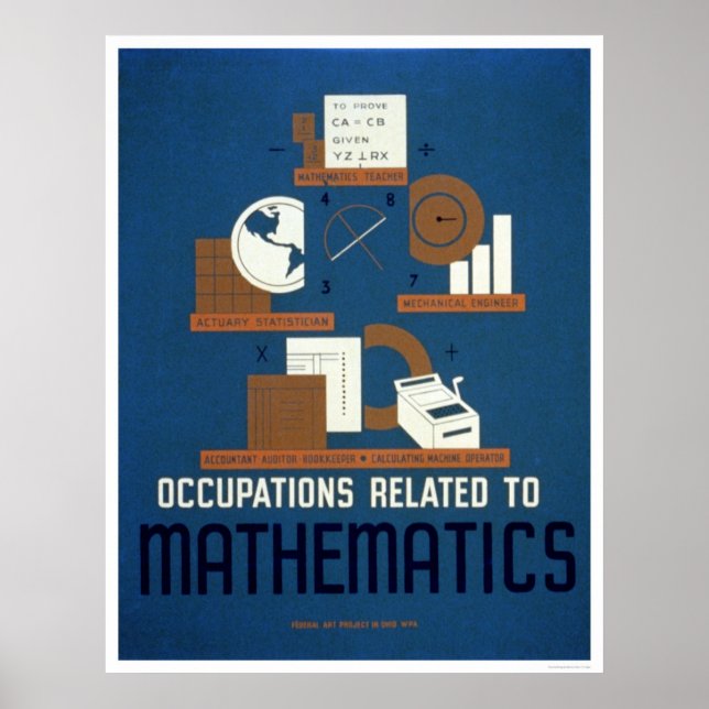 Poster Emplois En Mathématiques 1937 WPA (Devant)