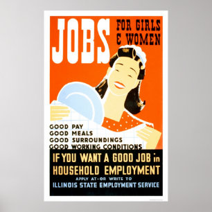 Poster Emplois pour filles femmes 1936 WPA