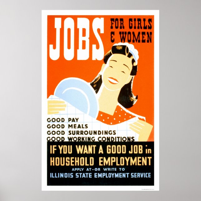 Poster Emplois pour filles femmes 1936 WPA (Devant)