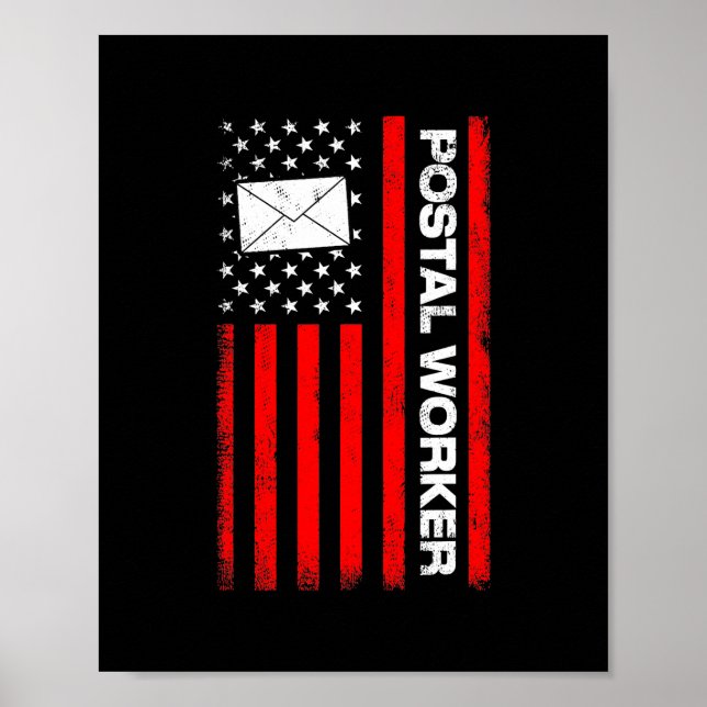 Poster Employé de poste américain du drapeau patriotique (Devant)