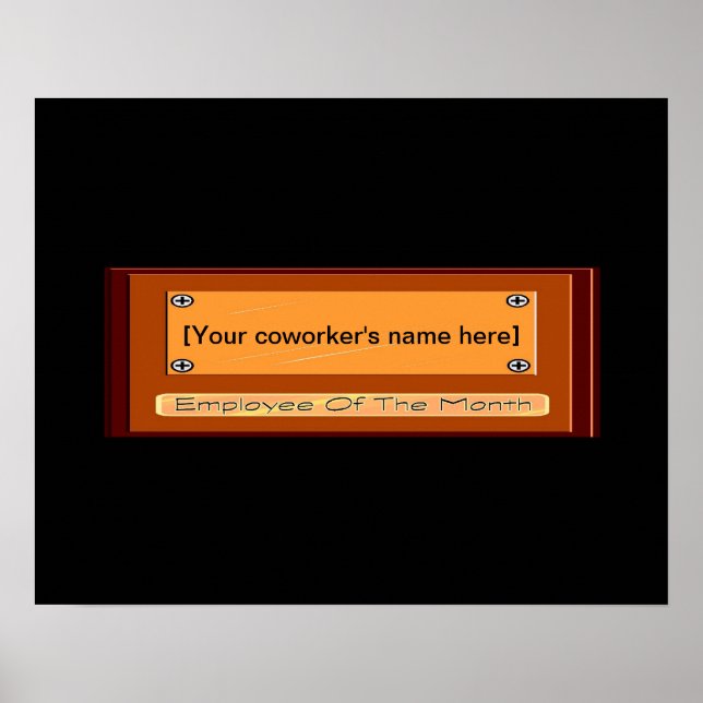 Poster Employé drôle du mois Votre nom Plaque (Devant)