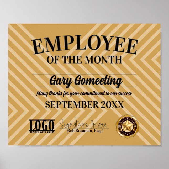 Poster Employé du certificat d'affichage du mois (Devant)