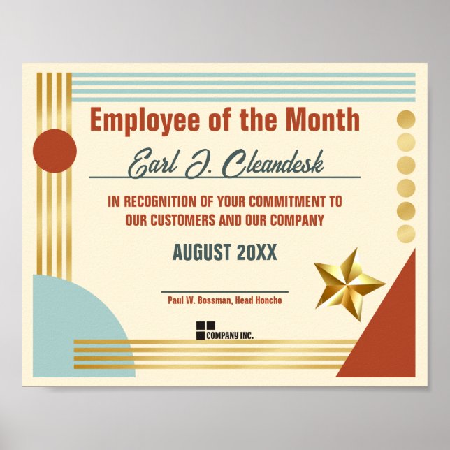 Poster Employé du certificat du mois ou téléchargement (Devant)