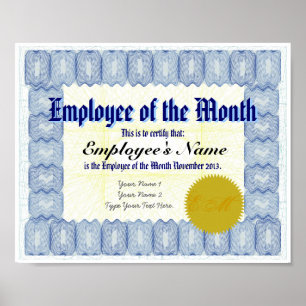 Poster Employé du mois Certificat Imprimer