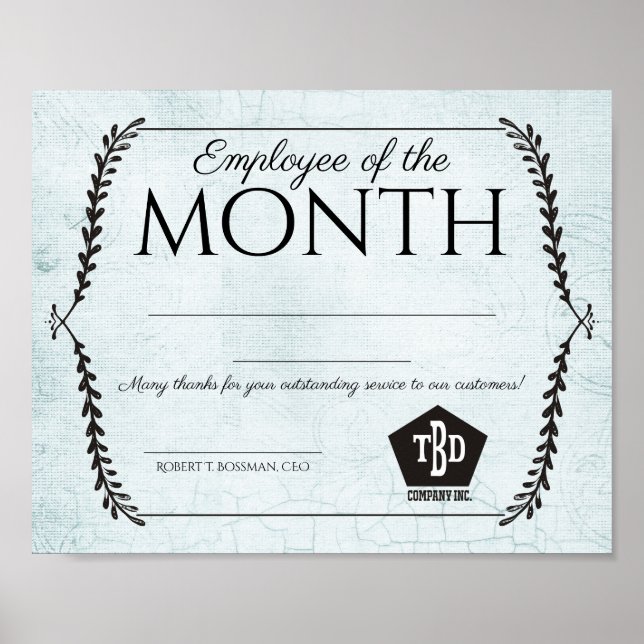 Poster Employé papier âgé du certificat de mois (Devant)