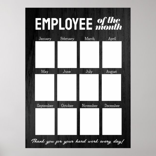 Poster Employé photo noir personnalisé de l'affichage du  (Devant)