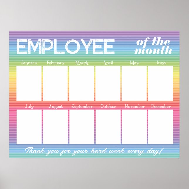 Poster Employé photo personnalisé du mois Coloré (Devant)