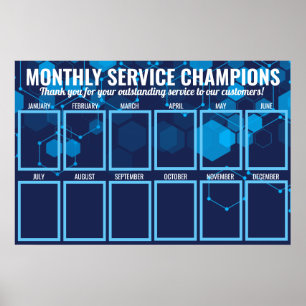 Poster Employé techno bleu du mois photo affichage