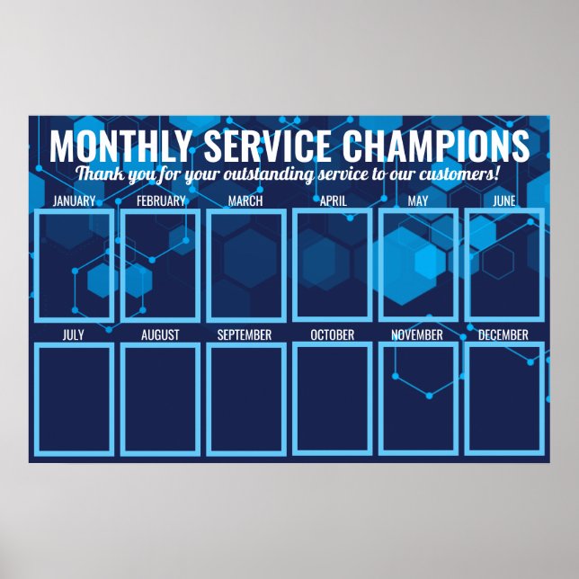 Poster Employé techno bleu du mois photo affichage (Devant)