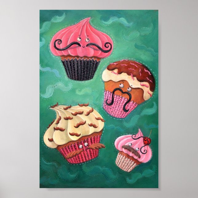 Poster Emporium Magique de Cupcakes Moustachés Volant (Devant)