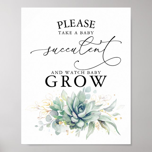 Poster Emporter un bébé succulent - Panneau Baby shower v (Devant)