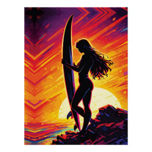 Poster Empowerment de la silhouette de coucher de soleil