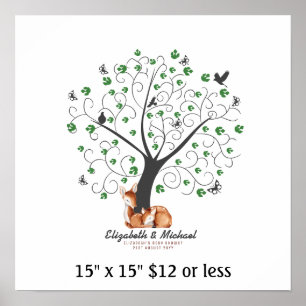 Poster Empreinte Arbre Baby shower Bois Bois Deer Budget