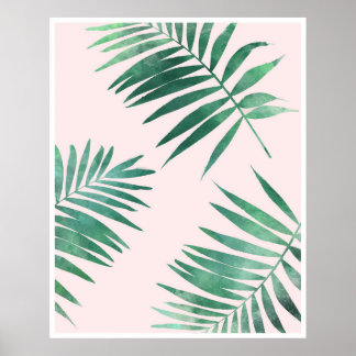 Poster Empreinte d'affiche botanique verte et rose