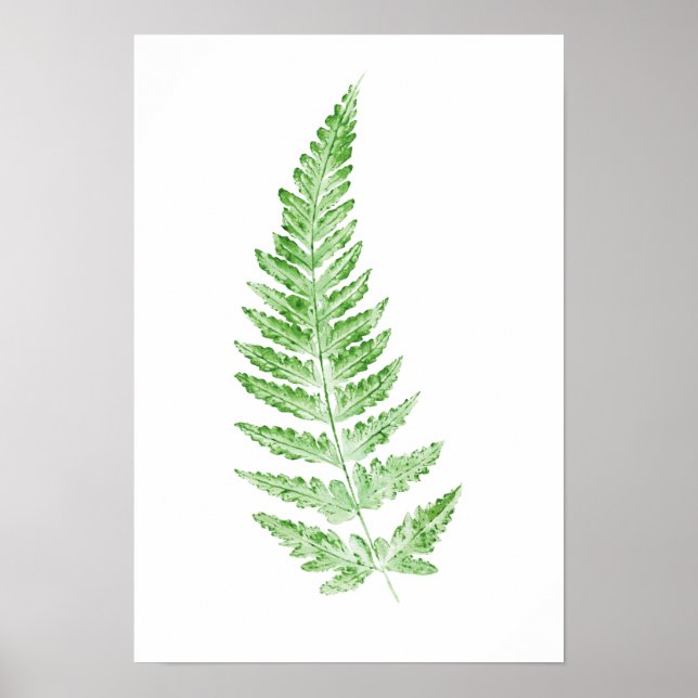 Poster Empreinte d'aquarelle verte de la feuille de fleur (Devant)