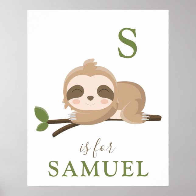 Poster Empreinte d'art en pépinière | Nom du bébé (Devant)