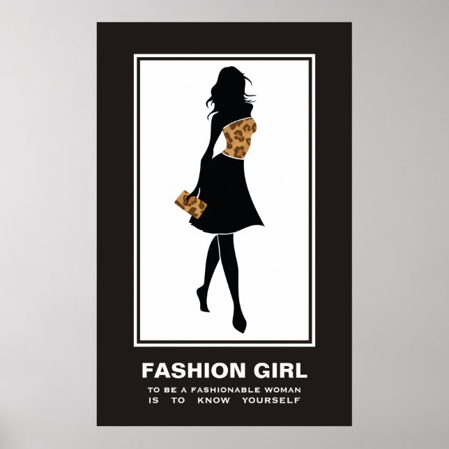 Poster empreinte de léopard brun Fashion girl (Devant)