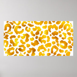 Poster Empreinte de léopard or et blanc : Luxueux et chic