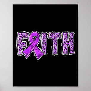 Poster Empreinte de léopard Purple Ribbon Faith Drogue ov