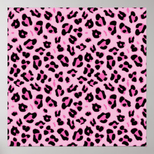 Poster Empreinte de léopard rose Cheetah Black Spots Moti