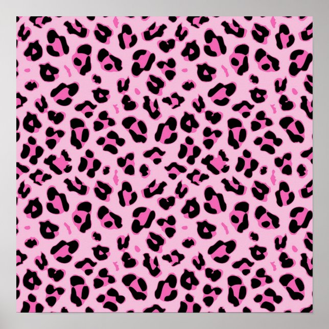 Poster Empreinte de léopard rose Cheetah Black Spots Moti (Devant)