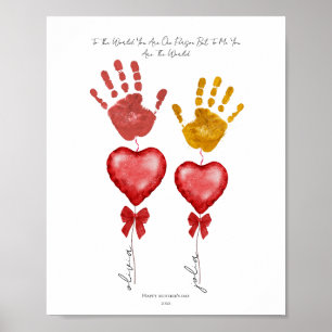 Poster Empreinte de main Cadeau de fête des Mères, cœur f