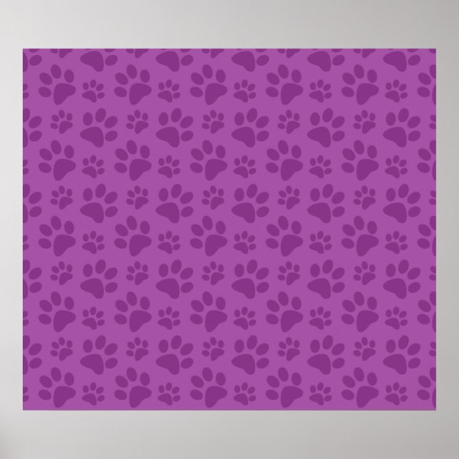Poster Empreinte de patte de chien violet Lilac motif (Devant)