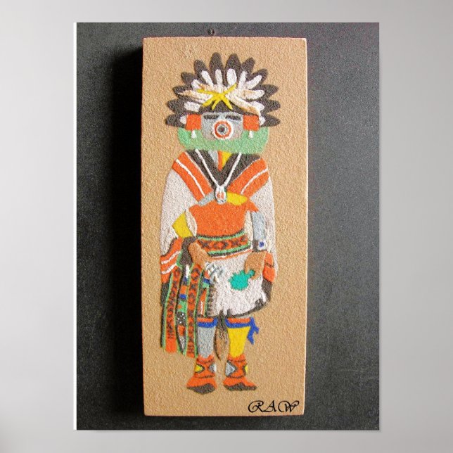Poster Empreinte de peinture de sable Kachina "Matin" (Devant)