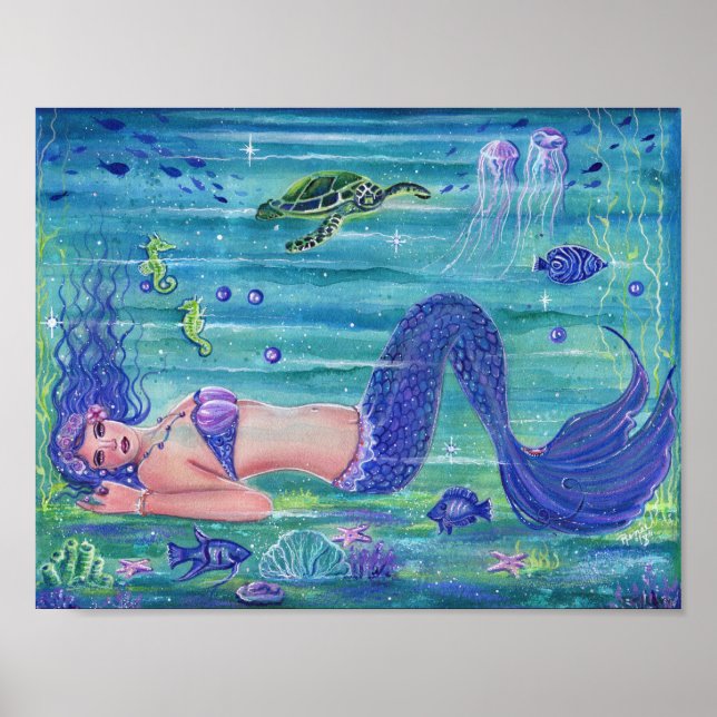 Poster Empreinte de sirène d'imaginaire violet Renee Lavo (Devant)