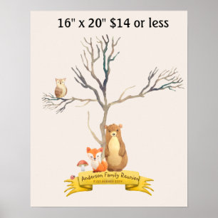 Poster Empreinte digitale Baby shower BOIS MOUILLES Anima