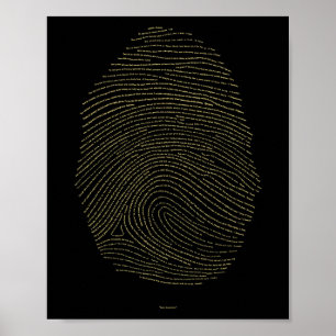 Poster Empreinte digitale de Dieu - Or sur noir