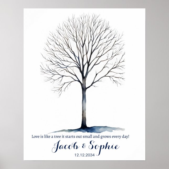 Poster empreinte digitale mariage réservation d'arbre aqu (Devant)