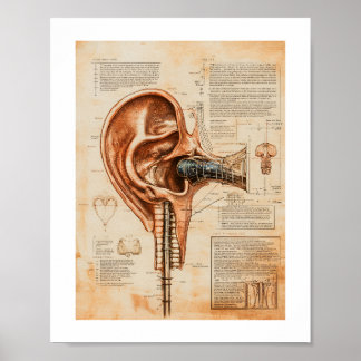 Poster Empreinte d'oreille, papier d'affiche de valeur (m