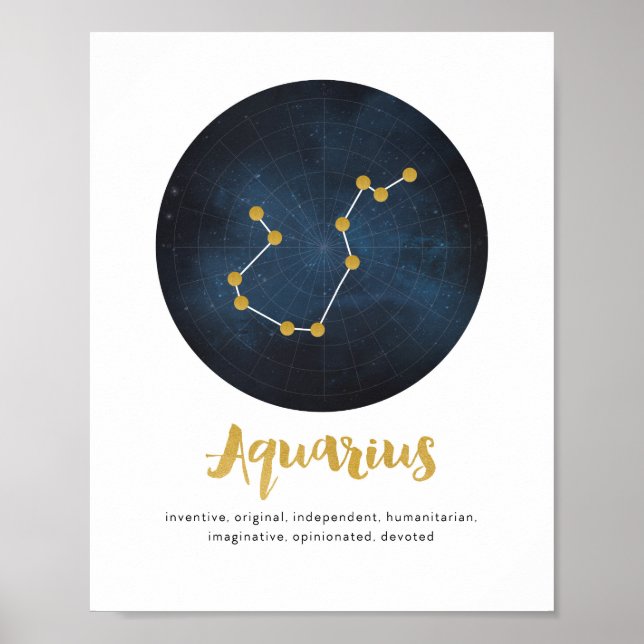 Poster Empreinte du signe étoile Aquarius (Devant)