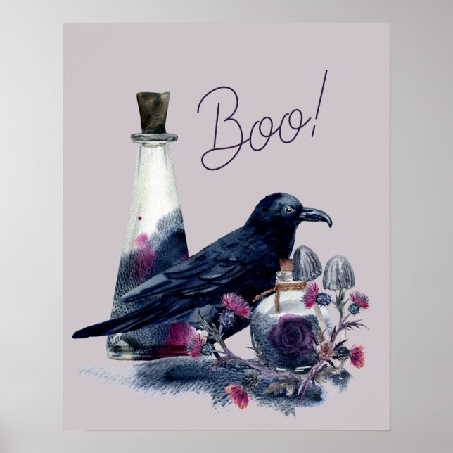 Poster empreinte magique halloween raven (Devant)