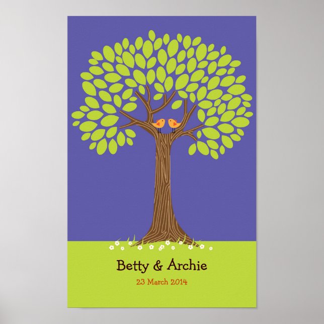 Poster Empreinte/Mariage d'arbre de signature (bleu foncé (Devant)
