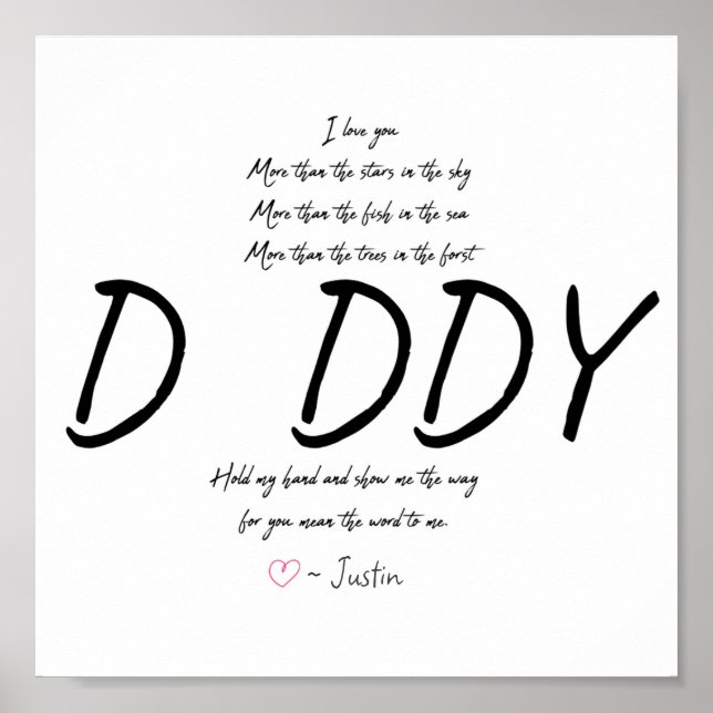 Poster Empreinte personnelle Papa Papa Papa Poem Keepsaké (Devant)