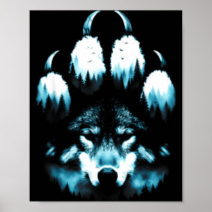 Poster Empreintes Animaux Amoureux Loups Loup Hurlement À