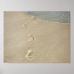 Poster empreintes de pas dans le sable